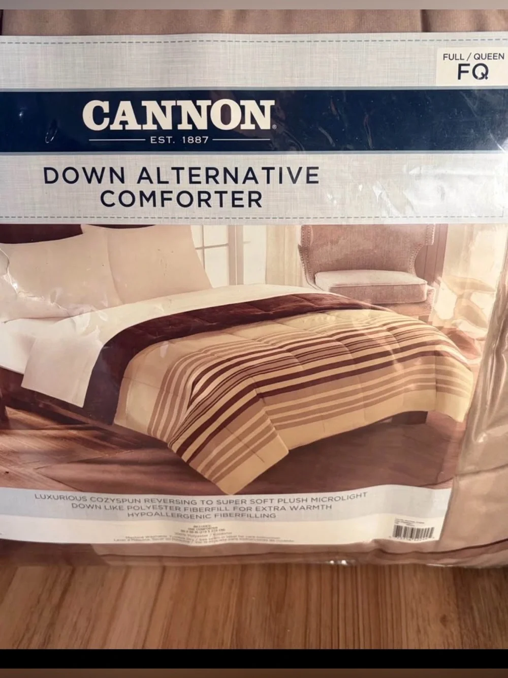Cannon Down Alternative Comforter - Brown/Tan Stripe (Full/Queen)